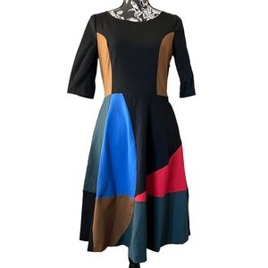 Boden Dress Colorful Colorblock size 8R 3/4 sleeve